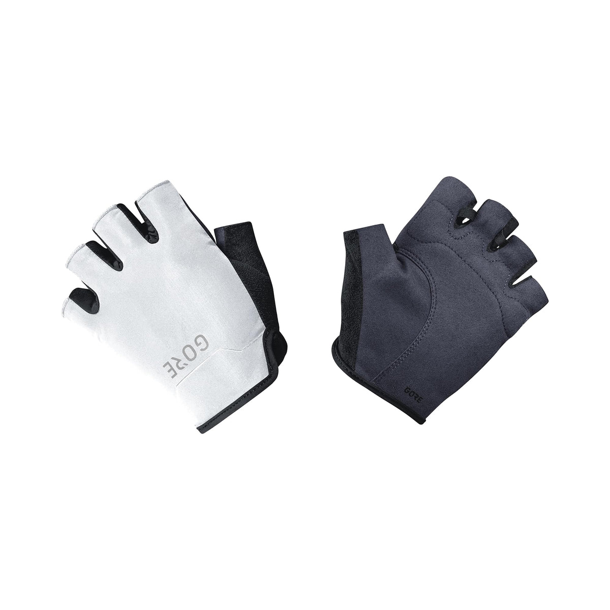 Short finger cycling gloves set: white and dark blue-gray pair with logo palms