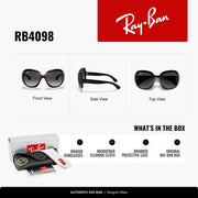 RB4098 black sunglasses shown in front, side, and top view thumbnails