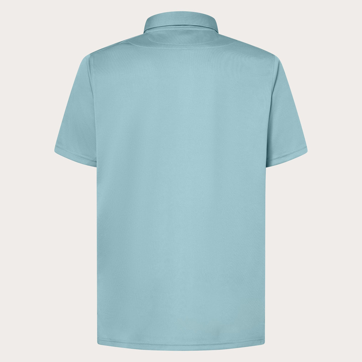 Men's light blue polo shirt back view with short sleeves and ribbed collar