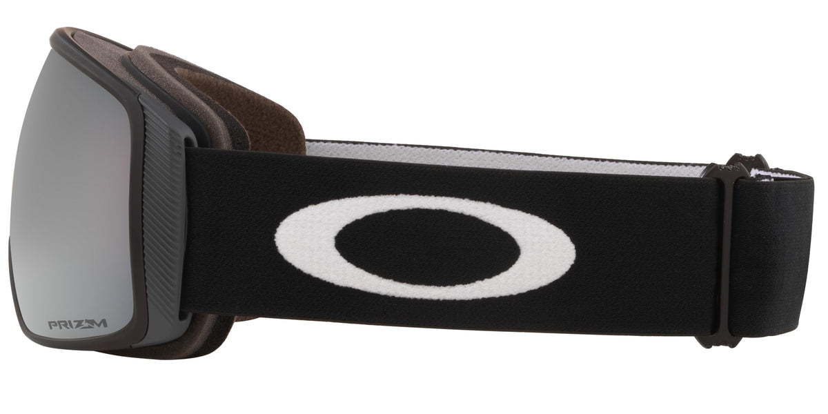 Oakley Flight Tracker snow goggles, gray lens, black foam strap with large white O logo