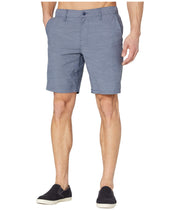 Men's hybrid solid shorts, blue with button fly and side pockets