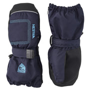 Navy baby zip long mitts with perforated palm and hook-and-loop wrist strap