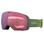 Giro snow goggles with dark green frame and pink mirrored lens