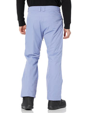 Light blue insulated ski pants, back view, with ankle cuffs and belt loops