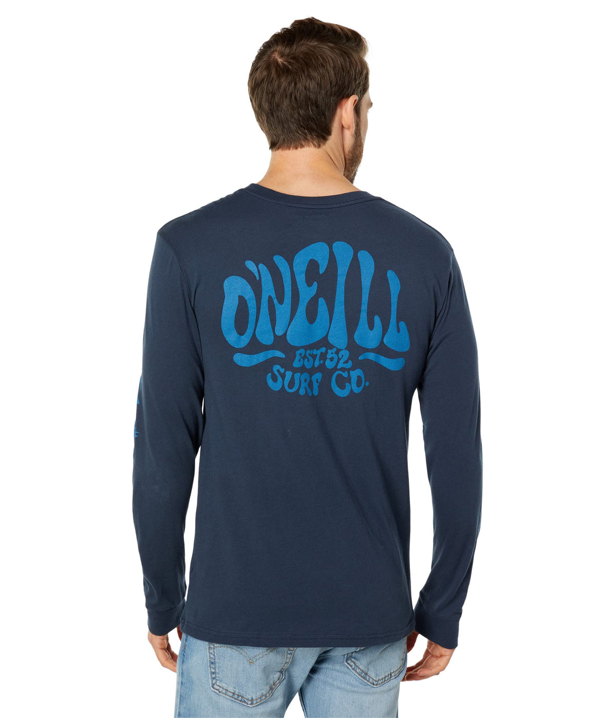 O'NEILL Noodler long sleeve tee, navy, large back surf graphic