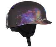 Sandbox snow helmet in matte black with purple-blue speckled graphic