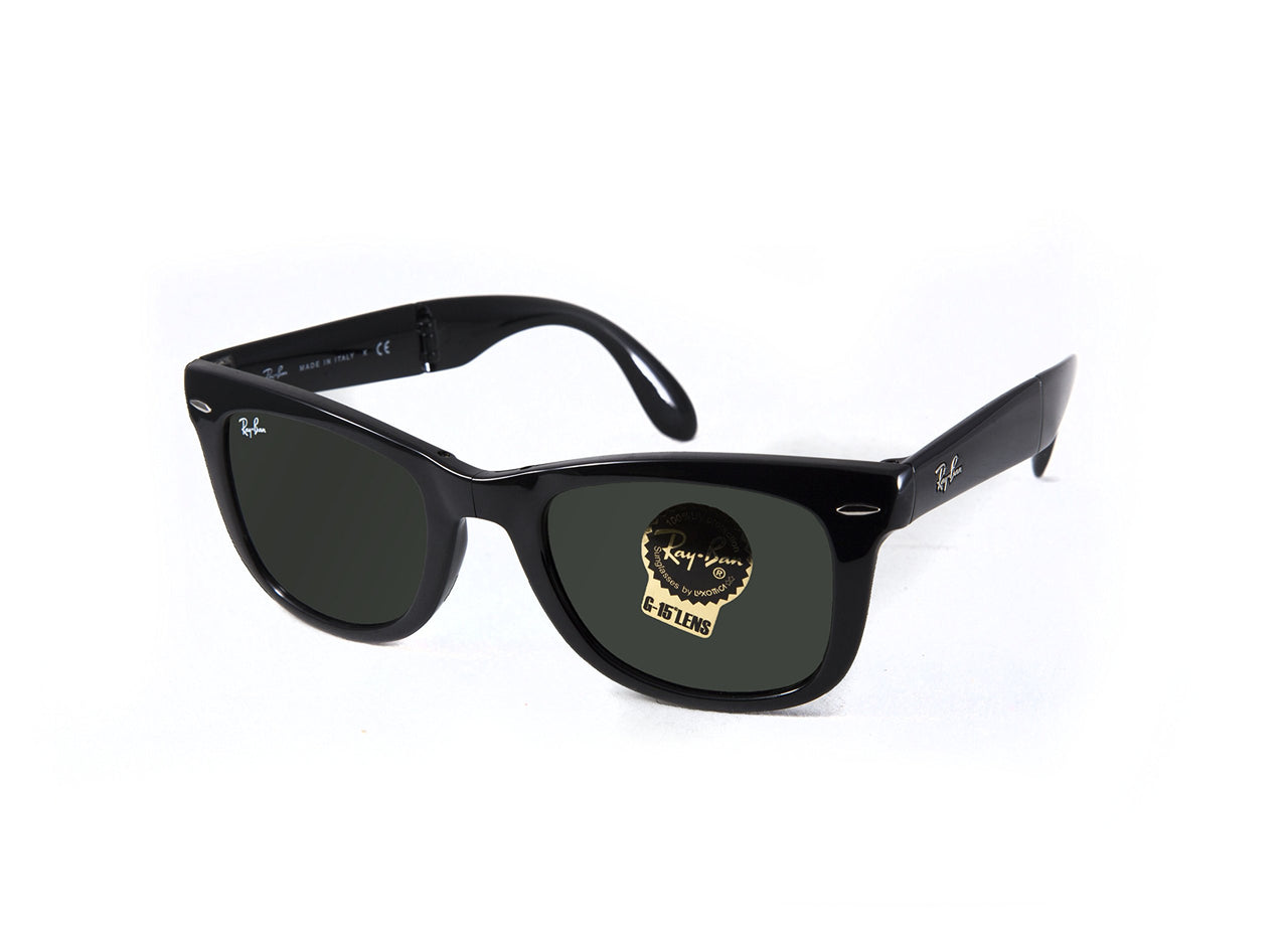 Ray-Ban RB4105 Folding Wayfarer Sunglasses - Black / Green Classic G-15 / Medium - 805289154587