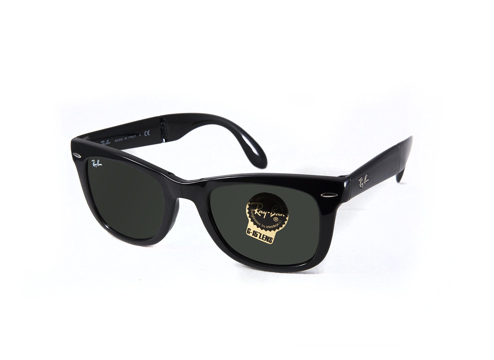 Ray-Ban RB4105 Folding Wayfarer Sunglasses - Black / Green Classic G-15 / Medium (2100000354672) - 2100000354672