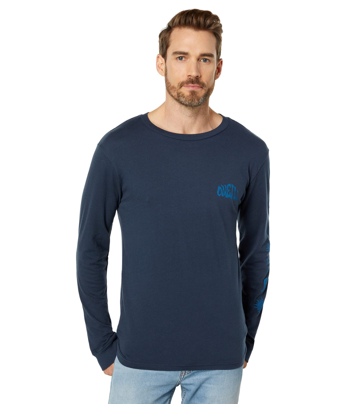 O'NEILL Noodler long sleeve tee, navy, small chest logo graphic