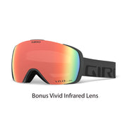 Giro snow goggles with orange-red tinted lens and dark frame, front view with strap