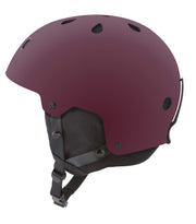 Burgundy matte snow helmet with vent holes and side padding