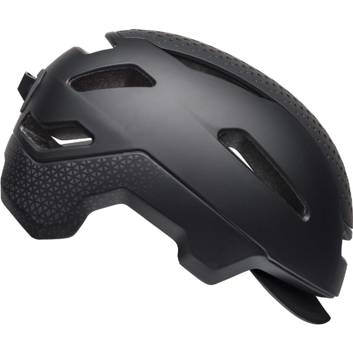 Matte gunmetal bike helmet with ventilation vents and rear adjuster straps