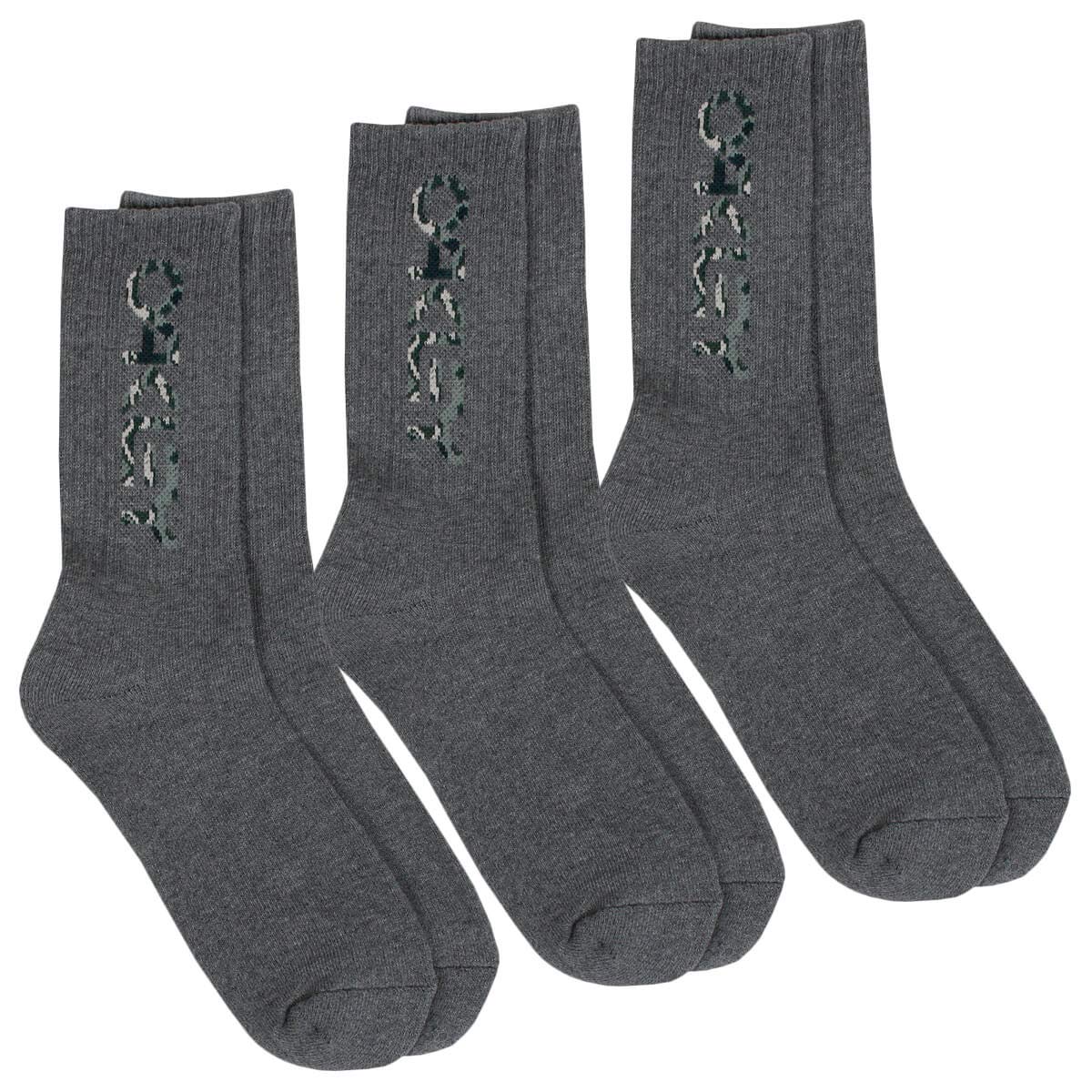 Oakley B1B crew socks 3-pack, dark gray with green logo