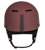 Matte burgundy snow helmet front view with central ventilation slot