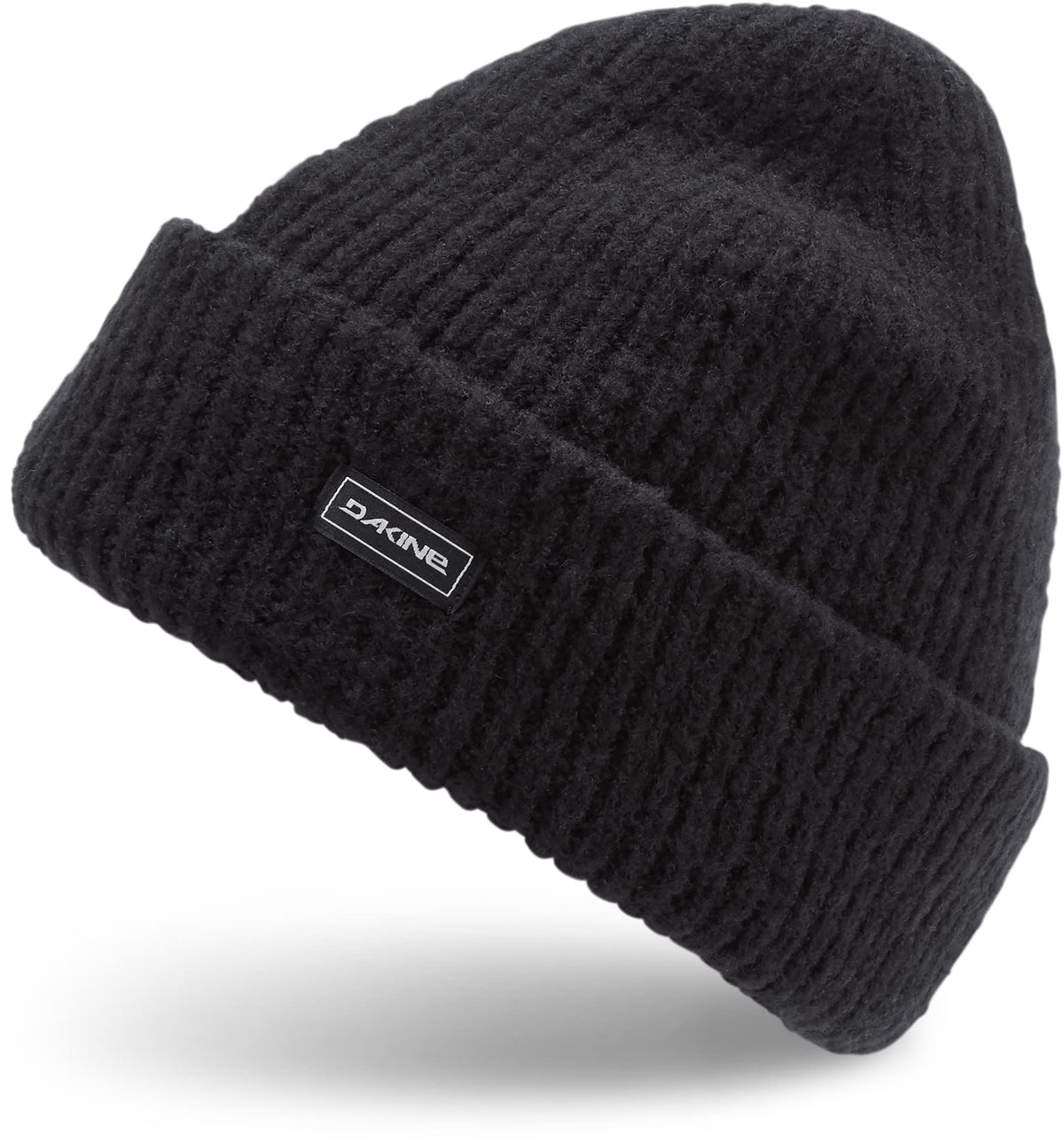 Black knit beanie with Dakine logo label at cuff