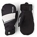 Hestra Tracker Jr. waterproof mittens, black with white stripe, two-piece side view