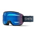 Smith Squad snow goggles with blue frame and reflective lens, foam seal