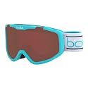 Aqua ski goggles with brown lens, side view and white strap