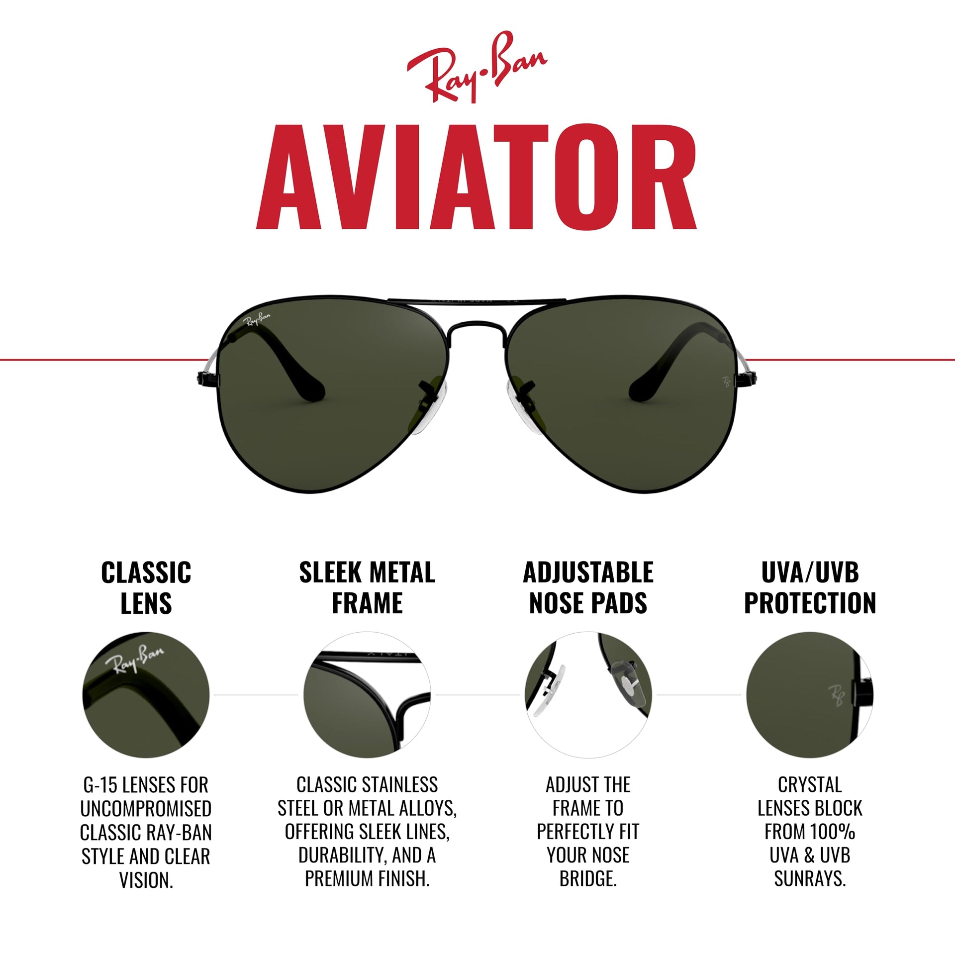 Ray-Ban Aviator RB3025 Sunglasses - Shiny Gold/G-15 Green / 58 mm - 805289602057 - Additional Image 3