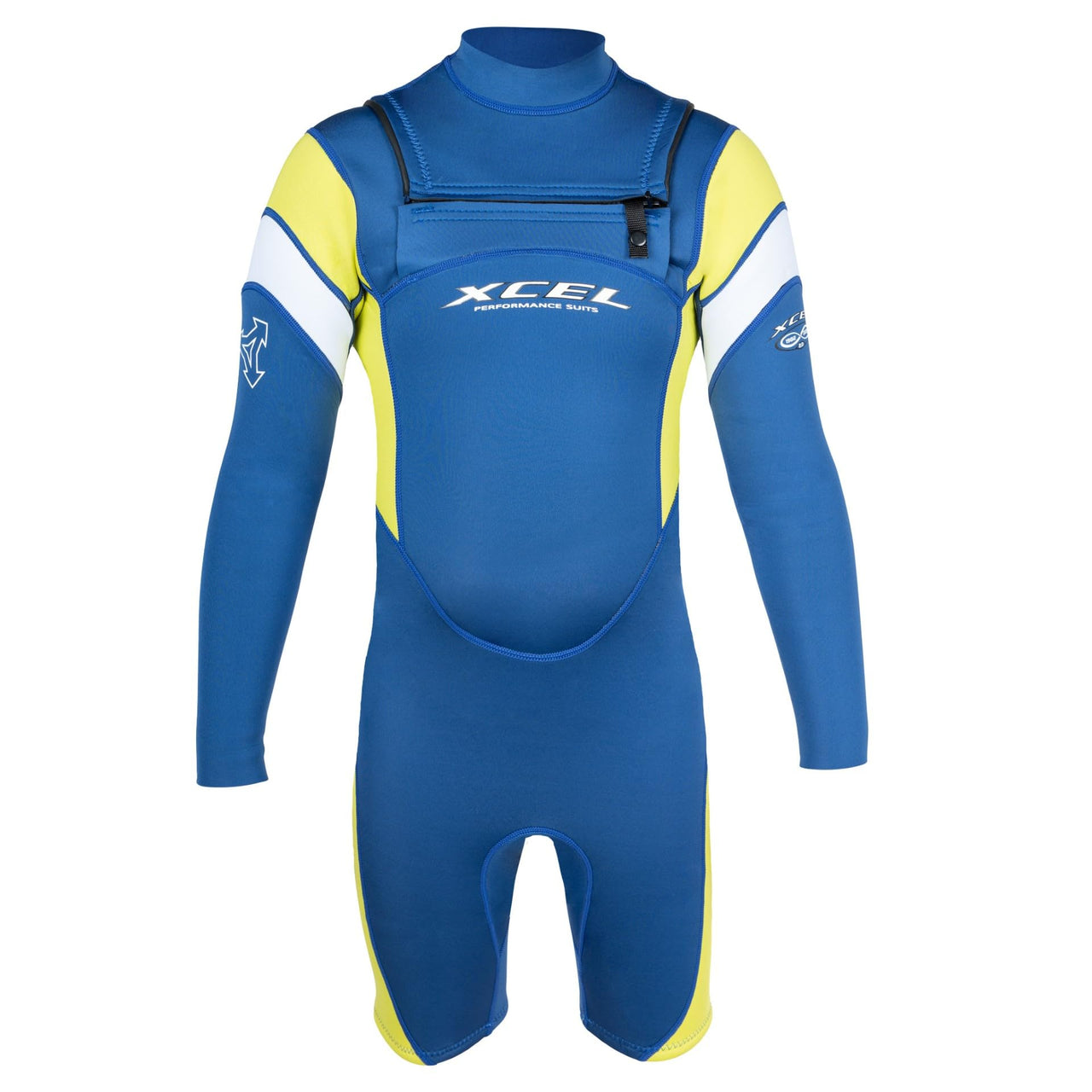 XCEL Youth Infiniti Solution Long Sleeve Springsuit 2mm - Sapphire/Lemonale/White / 10