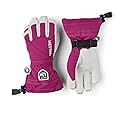 Kids waterproof ski gloves, fuchsia outer with white palms and hook strap cuff