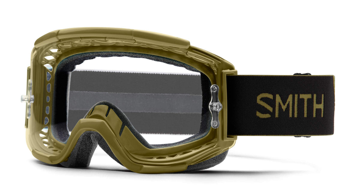 Smith Squad snow goggles with olive frame and dark gray lens