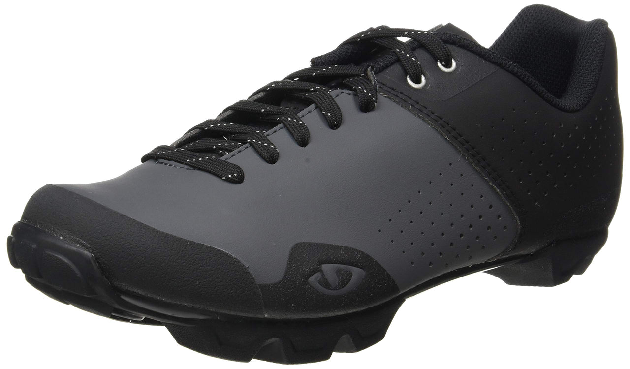 Lace-up cycling shoe in black with perforated upper and rugged rubber sole