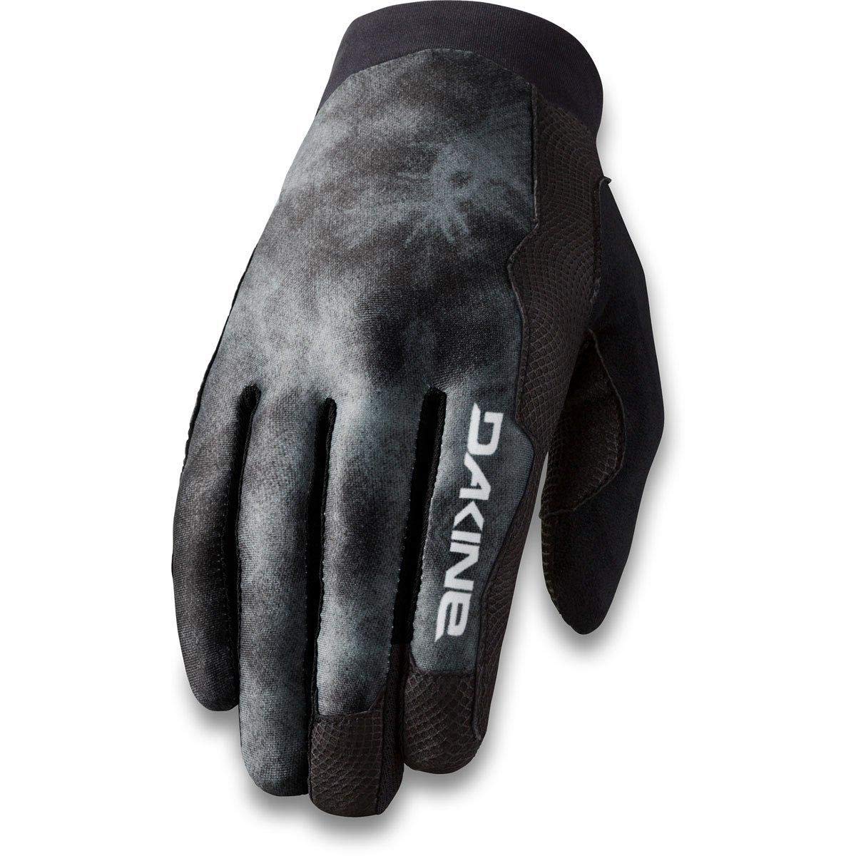 Dark cycling gloves with textured palm and vertical DAKINE logo
