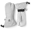 Women's ski gloves in off-white with wrist strap and hook-and-loop closure