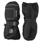 Baby zip long mitts in dark gray/black with quilted seams and hook-and-loop cuff
