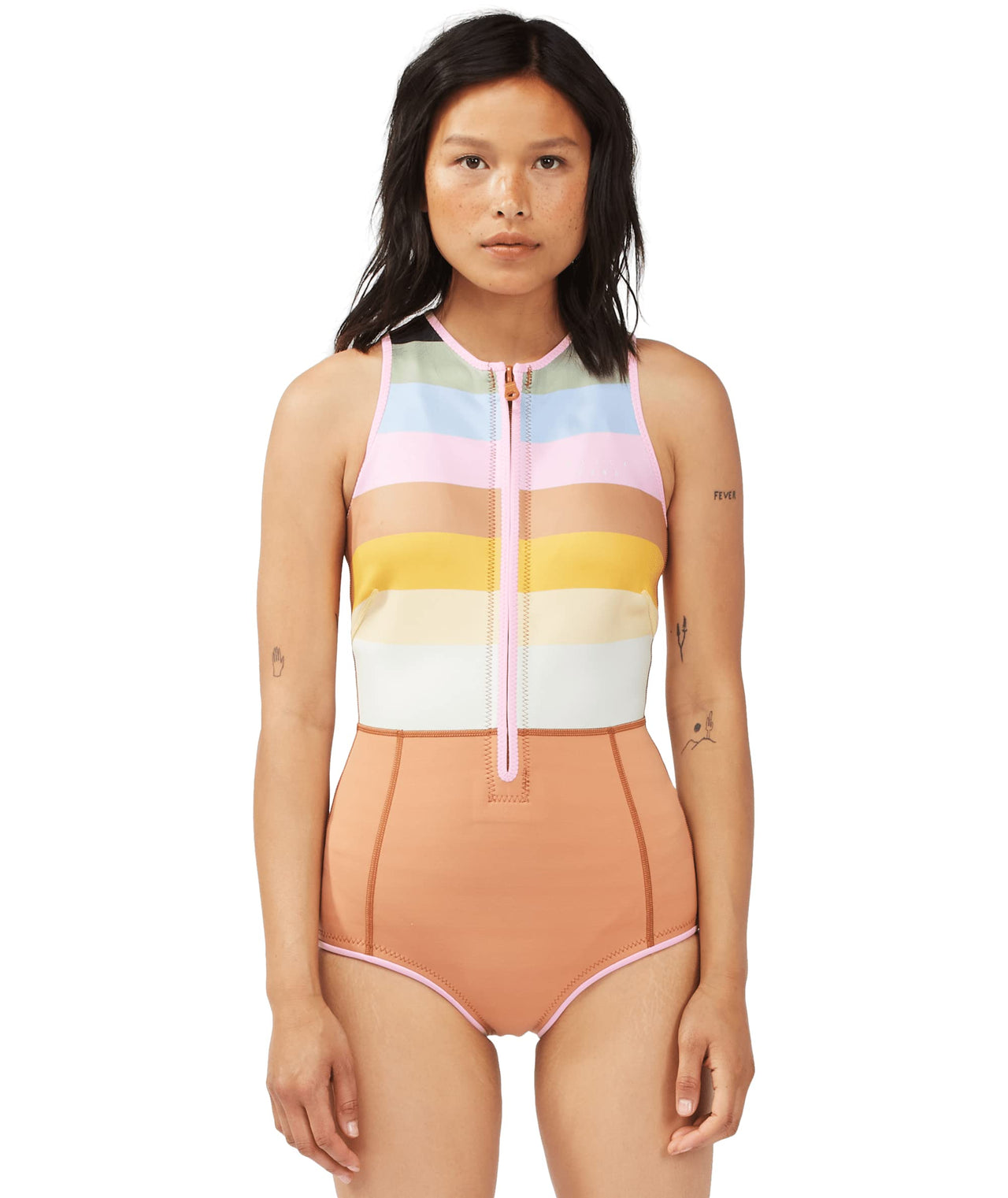 Billabong Womens Sol Sista Shorty 1mm Springsuit - Paradise Stripe / 4