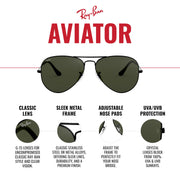 Ray-Ban Aviator RB3025 Sunglasses Batch 2 - Black/Clear Gradient Brown / 62 mm - 8056597855778 - Additional Image 3