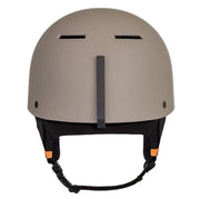 Matte taupe snow helmet front view with central ventilation slot