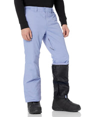 Light blue insulated ski pants with tapered legs and side vent, Oakley logo