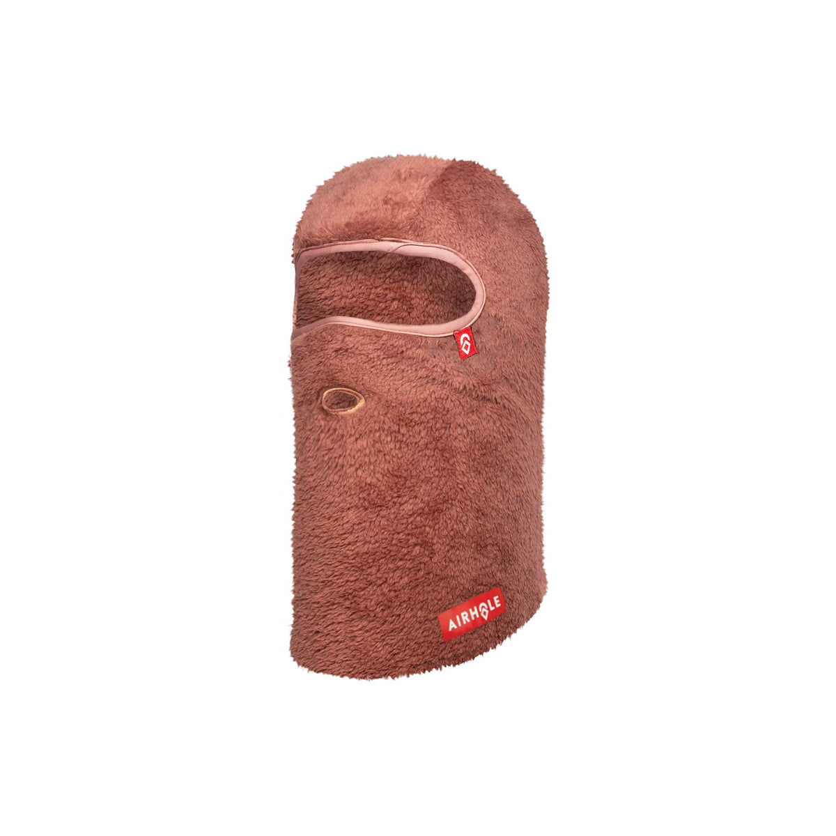 Sherpa balaclava face mask in rose with chin opening and Airhole logo patch