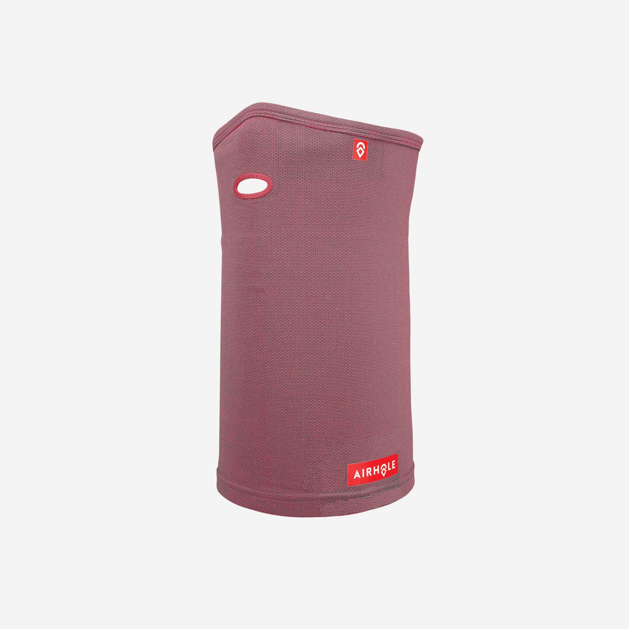 Maroon Airhole neck gaiter tube with face opening and Airhole logo