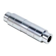 Silver metal fork adapter cylinder with 12mm thru-axle opening