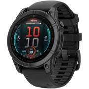 Garmin fenix E 47mm smartwatch with black steel case and black silicone sport band