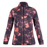 Women’s zip-up hooded jacket in dark purple with pink cloud tie-dye pattern