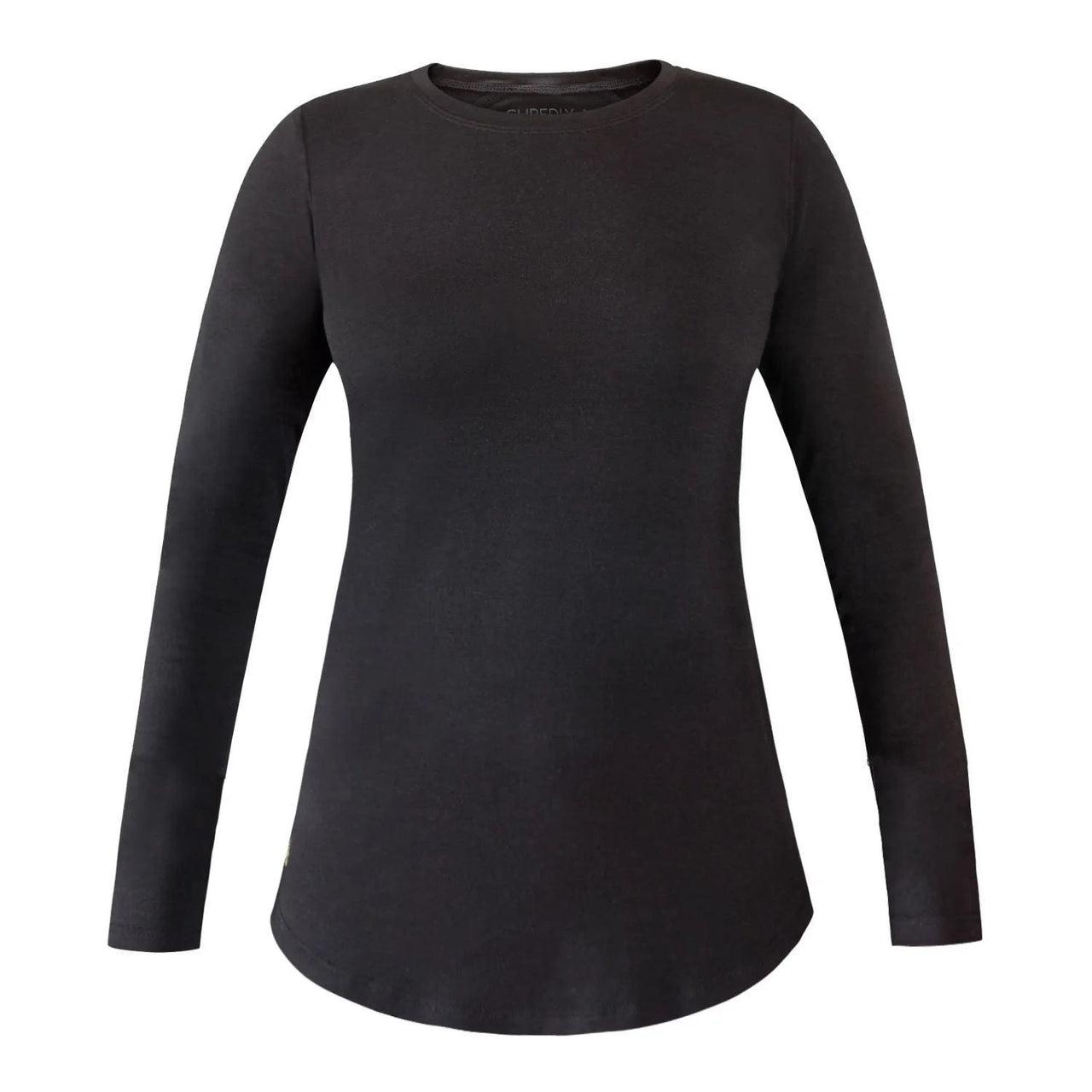Shredly women's long sleeve crewneck top, dark charcoal