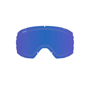 Replacement goggle lens with blue tint, curved shield shape