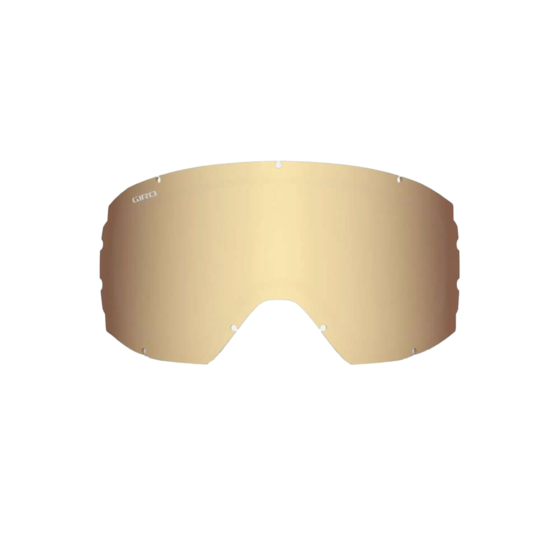 Replacement goggle lens with amber-gold tint, curved shield shape