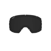 Replacement goggle lens with ultra-black tint, curved shield shape
