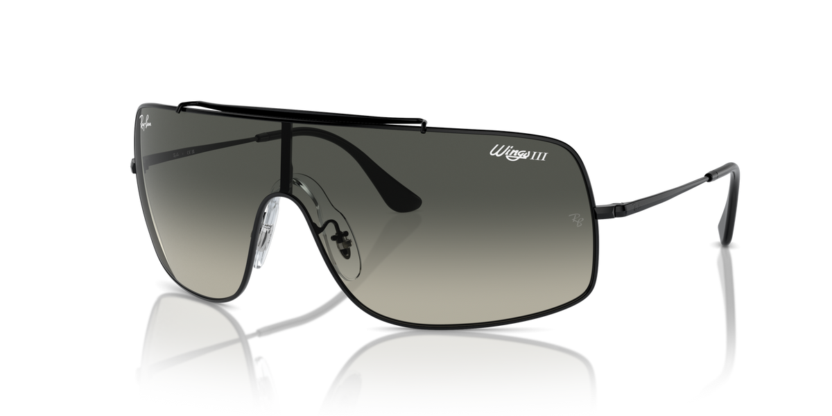 Ray-Ban Wings III sunglasses with black frame and gradient grey lenses