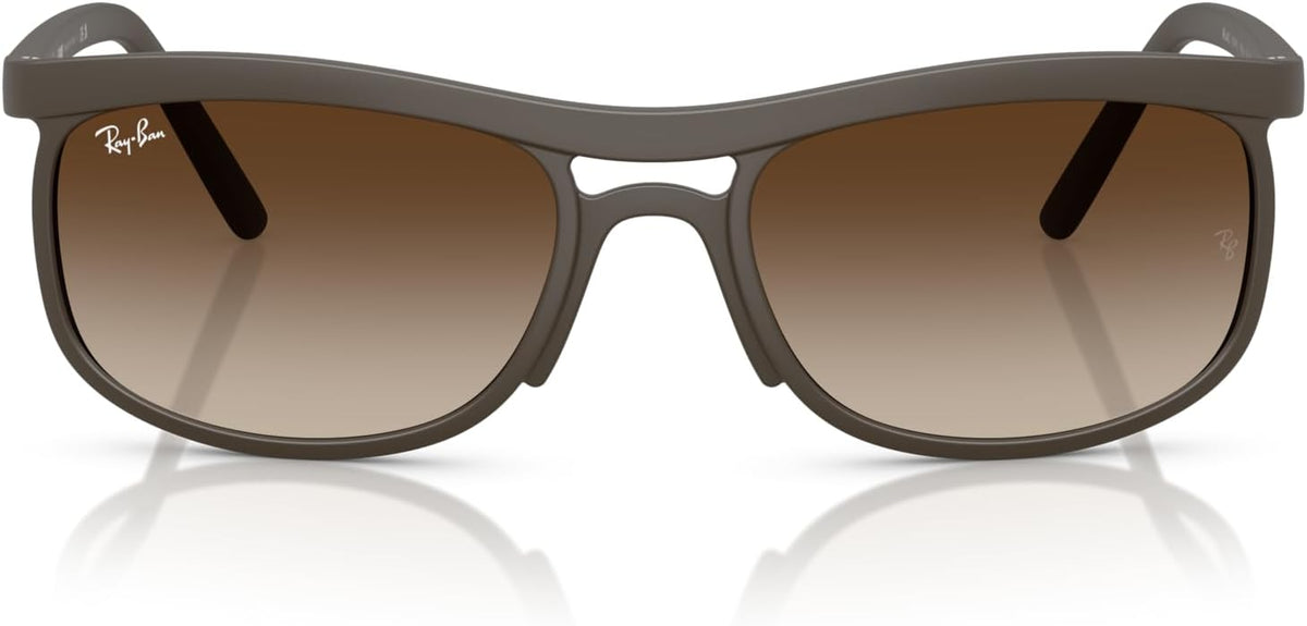 Sand brown Liteforce sunglasses with gradient brown lenses and Ray-Ban logo