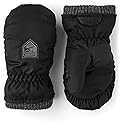 Kids black winter mittens with rib knit cuffs and textured thumb panel