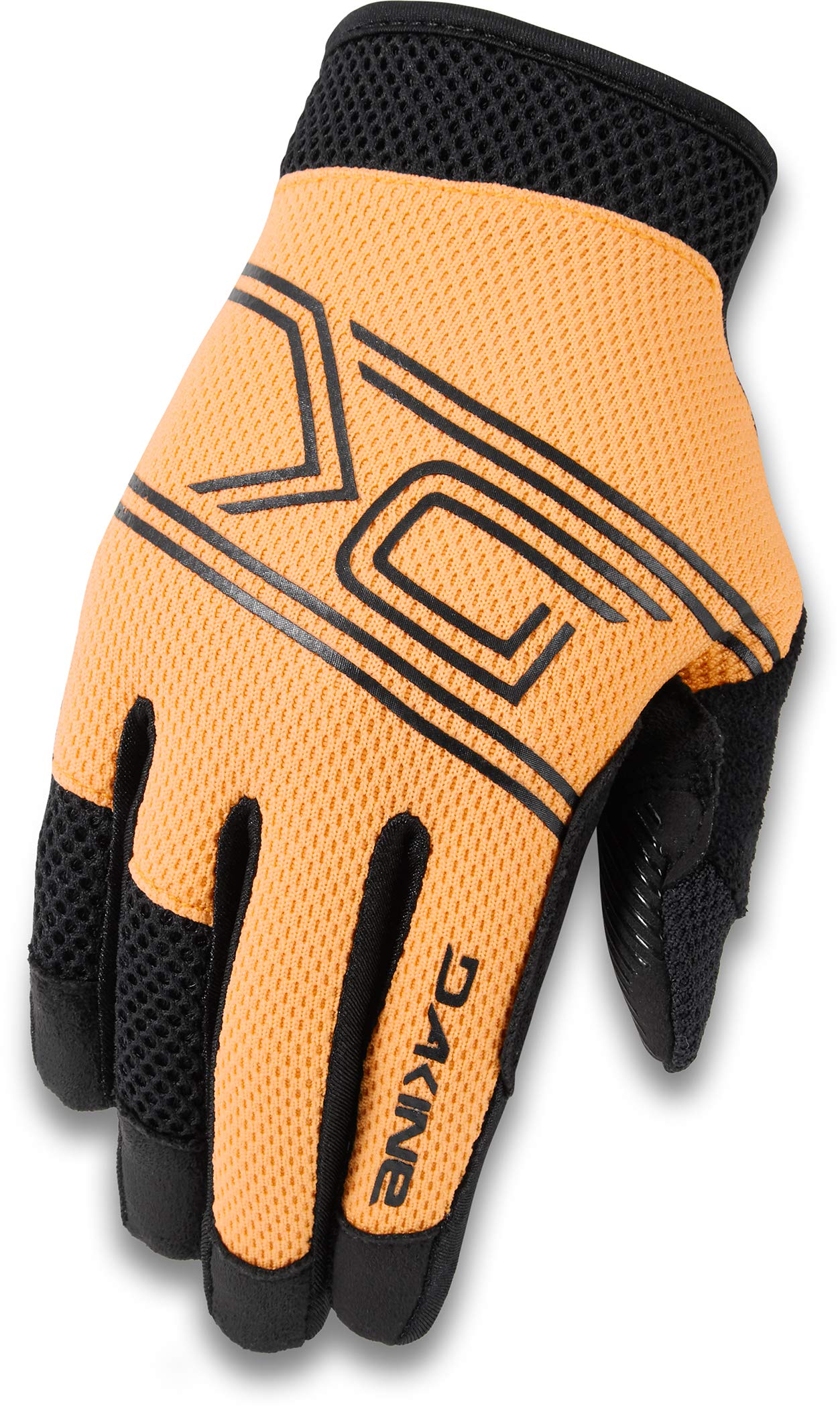 Golden glow cycling gloves with black padded palm and perforated knit back