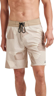 Men's 19-inch boardshorts with almond milk geometric print, drawstring waist
