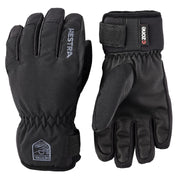 Youth waterproof Hestra gloves in black, padded palm and knuckle with elastic cuff