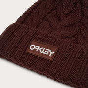 Burgundy ribbed beanie cuff with stitched OAKLEY label